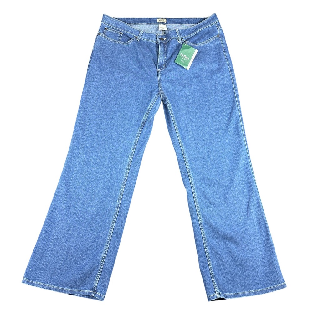 LL Bean Slimming Jeans Womens 18W Reg Indigo Blue Denim Stretch NWT